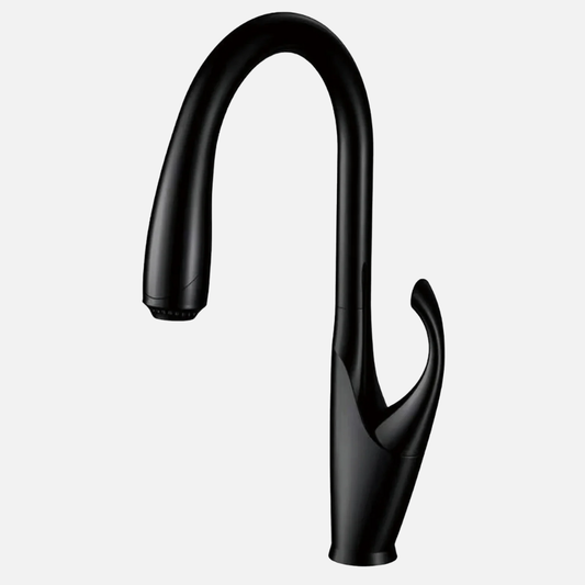 Robinet mitigeur évier cuisine design moderne flexible douchette - Noir - Laiton