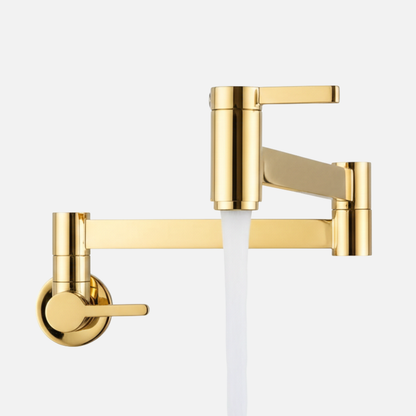 Robinet mitigeur évier cuisine eau froide rabattable mural encastrable - Doré - Laiton