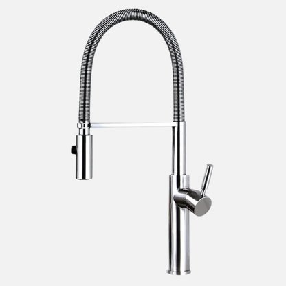 Robinet mitigeur évier cuisine flexible douchette design - Argenté - Laiton (img fond gris vairante)+images lifestyle