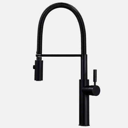 Robinet mitigeur évier cuisine flexible douchette design - Noir - Laiton
