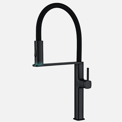 Robinet mitigeur évier cuisine flexible noir douchette magnétique - Noir - Laiton