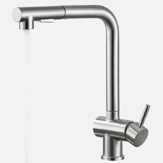 Robinet mitigeur évier cuisine minimaliste flexible rétractable douchette - Argenté