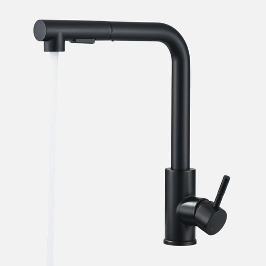Robinet mitigeur évier cuisine minimaliste flexible rétractable douchette - Noir