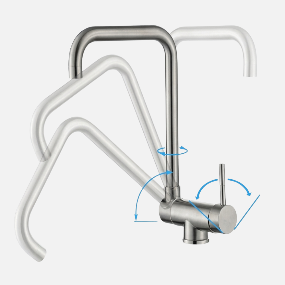 Robinet mitigeur évier cuisine pivotant pliable - Argenté