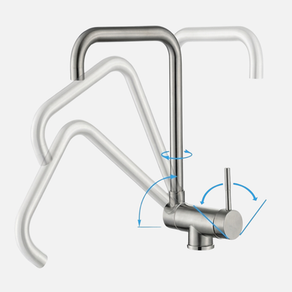 Robinet mitigeur évier cuisine pivotant pliable - Argenté