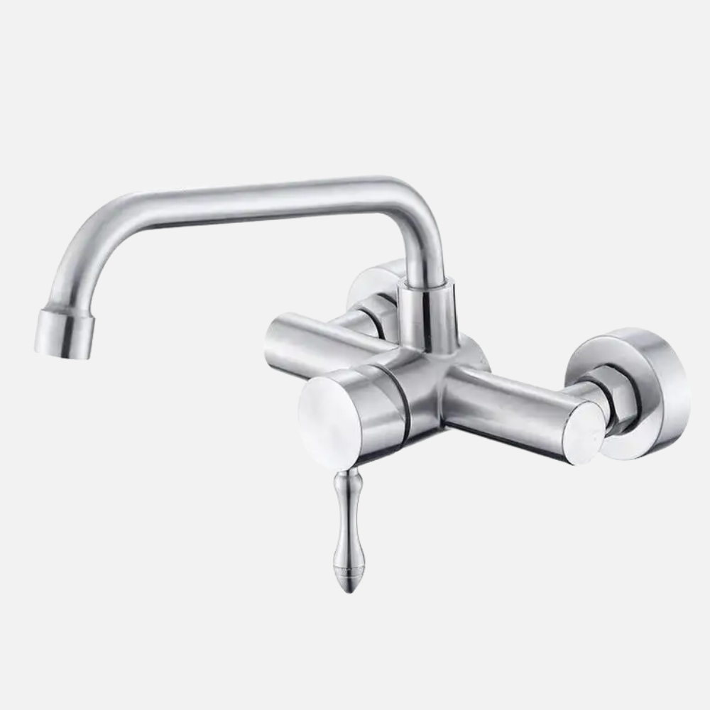 Robinet mitigeur évier de cuisine encastrable mural - Argenté