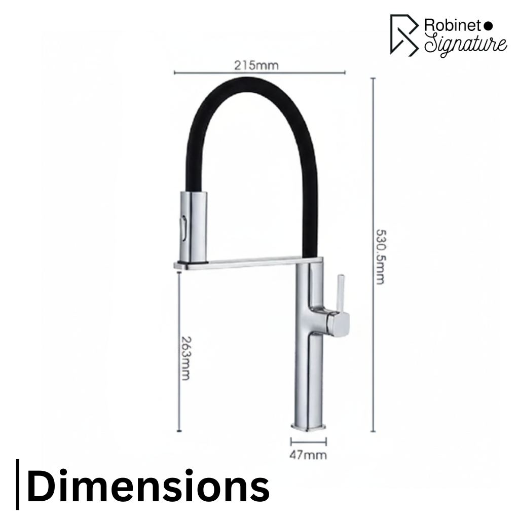 Robinet mitigeur évier cuisine flexible noir douchette magnétique - Noir - Laiton