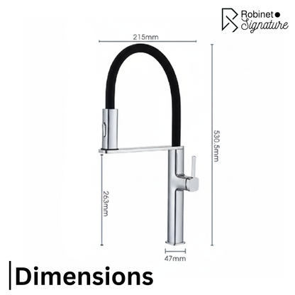 Robinet mitigeur évier cuisine flexible noir douchette magnétique - Noir - Laiton