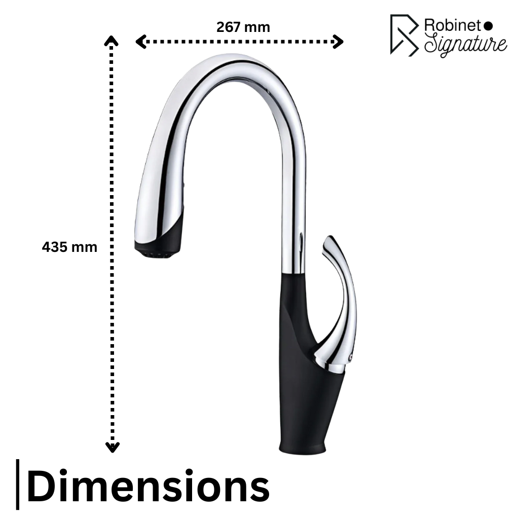 Robinet mitigeur évier cuisine design moderne flexible douchette - Noir / Argenté - Laiton