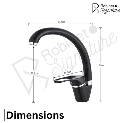 Robinet mitigeur évier de cuisine arrondi tacheté - Noir - Laiton