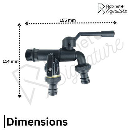 Robinet extérieur de jardin antigel 2 sorties - Noir - Laiton