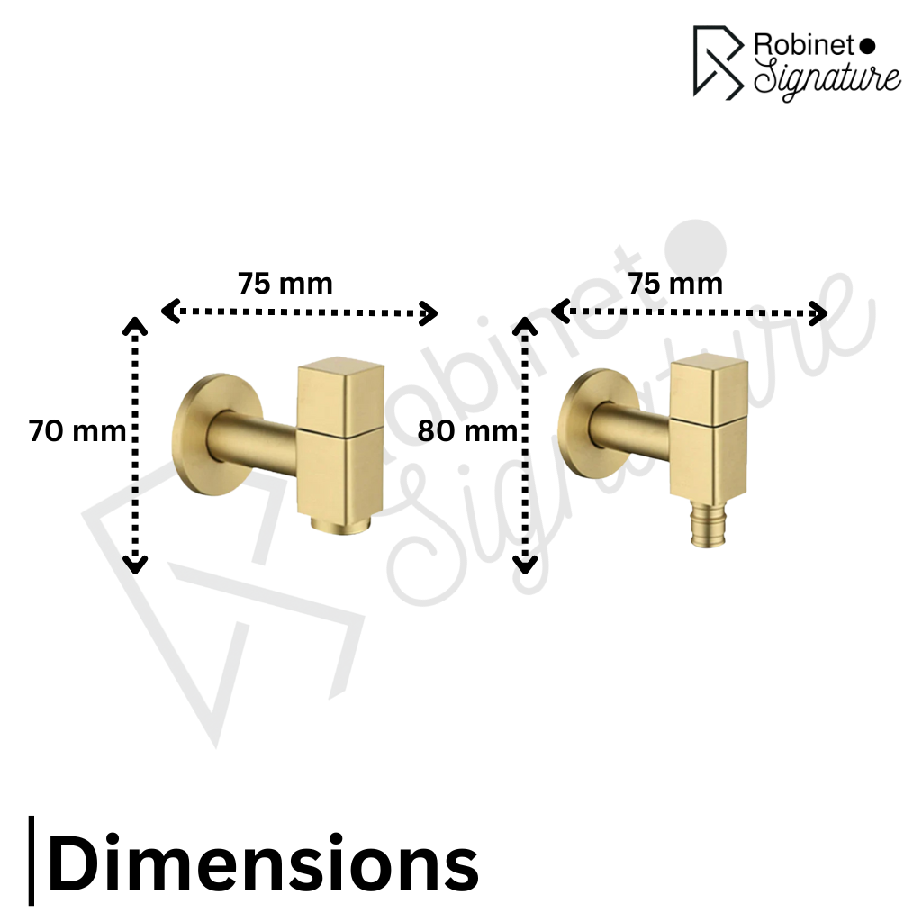 Robinet extérieur de jardin moderne cubique mural - Doré - Laiton