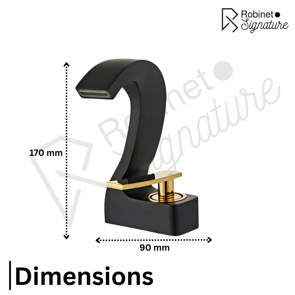 Robinet mitigeur lavabo salle de bain cygne design - Noir