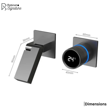 Robinet mitigeur salle de bain lavabo mural encastrable pivotant - Blanc - Laiton