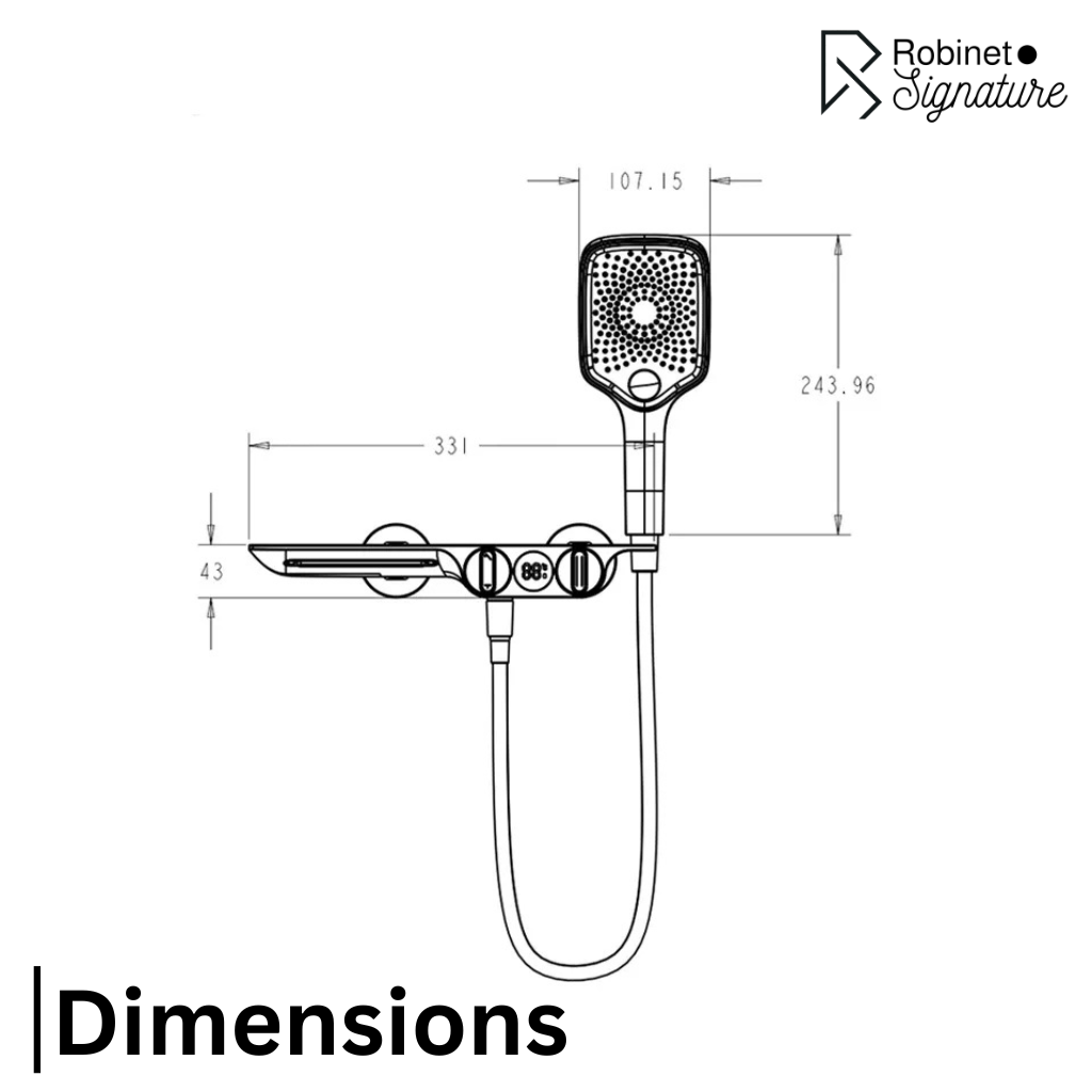 Robinet mitigeur baignoire salle de bain cascade douchette affichage numérique - Argenté - Laiton