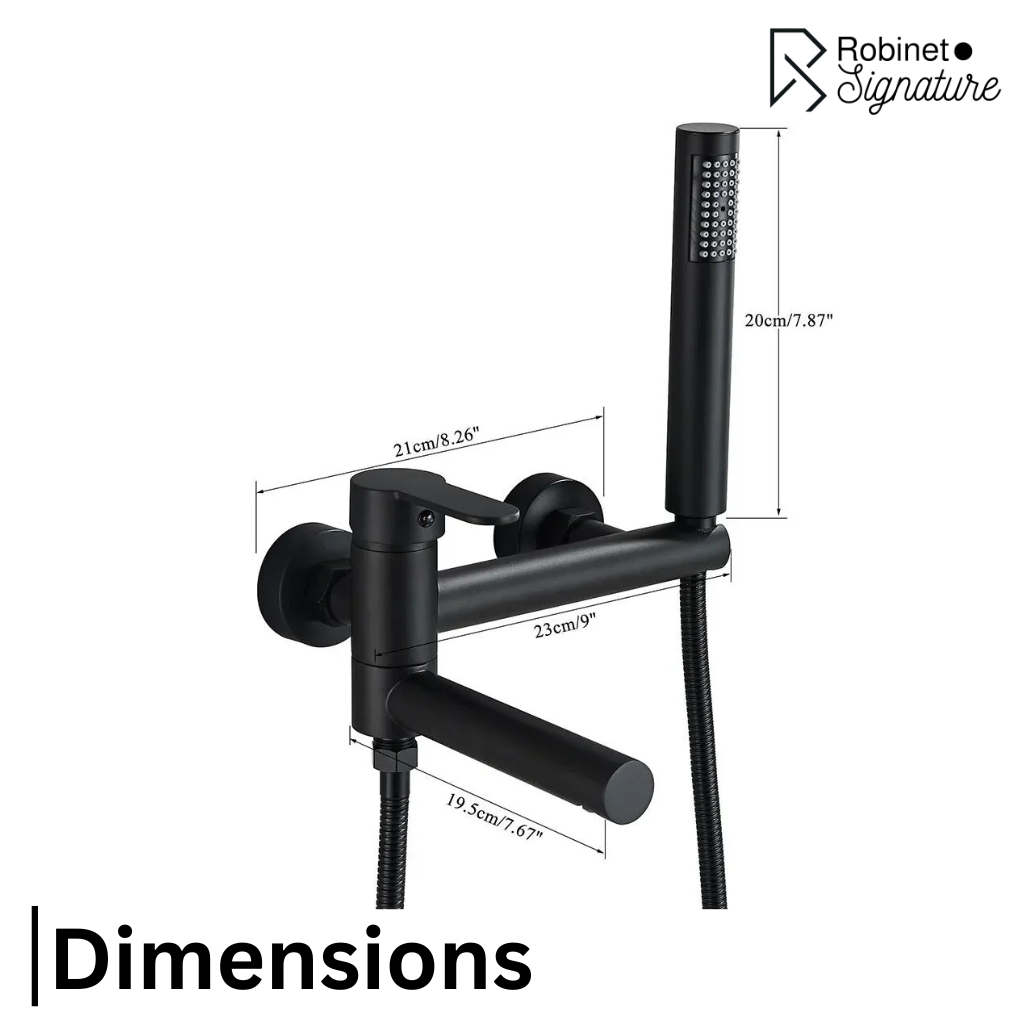 Robinet mitigeur baignoire salle de bain design moderne douchette - Noir - Laiton