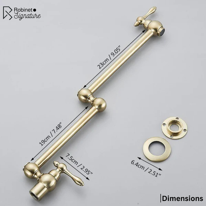 Robinet mitigeur cuisine évier rabattable rétro mural encastrable - Doré - Laiton