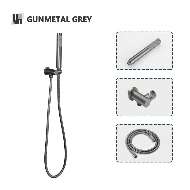 Robinet mitigeur douche salle de bain douchette rond - Noir - Laiton