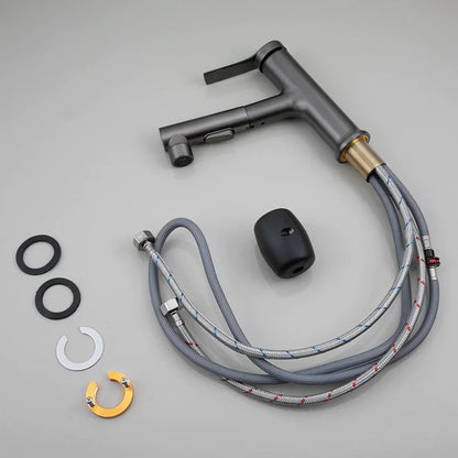 Robinet mitigeur lavabo salle de bain deux jets - Argenté - Laiton