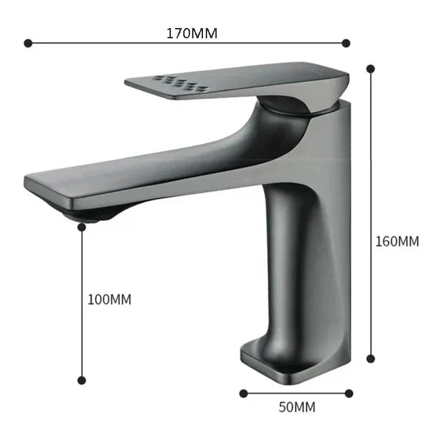 Robinet mitigeur lavabo salle de bain design épuré - Noir - Laiton