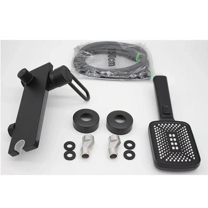 Robinet baignoire salle de bain cascade douchette - Noir - Laiton