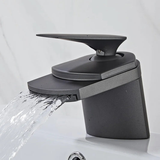 Robinet mitigeur lavabo salle de bain large design cascade - Noir ( maxime )