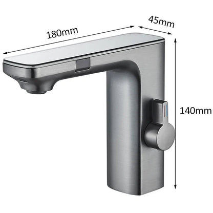 Robinet mitigeur lavabo tactile affichage thermostatique numérique - Argenté - Laiton