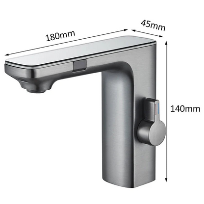 Robinet mitigeur lavabo tactile affichage thermostatique numérique - Blanc - Laiton