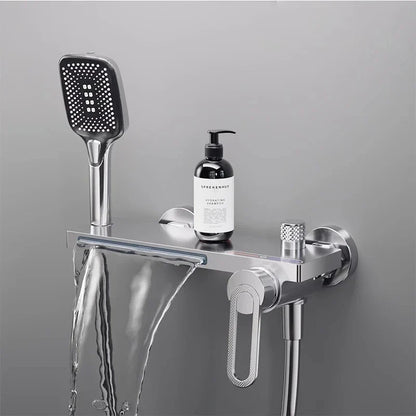 Robinet baignoire salle de bain cascade douchette - Argenté - Laiton