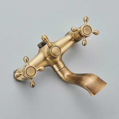 Robinet baignoire salle de bain rétro douchette - Doré - Laiton