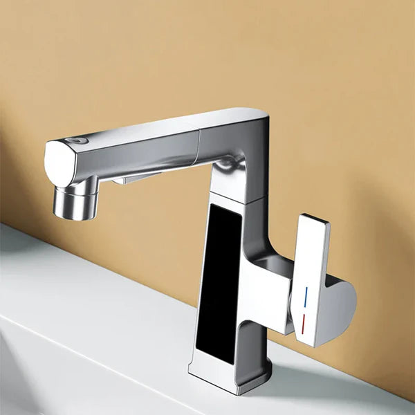 Robinet affichage température douchette salle de bain lavabo - Argenté - Laiton