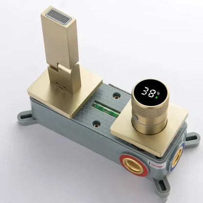 Robinet mitigeur salle de bain lavabo mural encastrable pivotant - Doré - Laiton