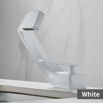 Robinet mitigeur design incurvé cascade - Blanc - Laiton