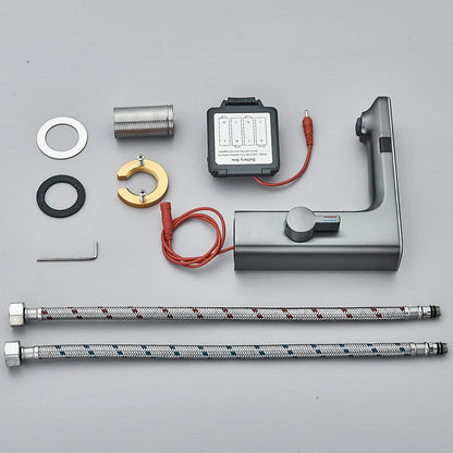 Robinet mitigeur lavabo tactile affichage thermostatique numérique - Argenté - Laiton