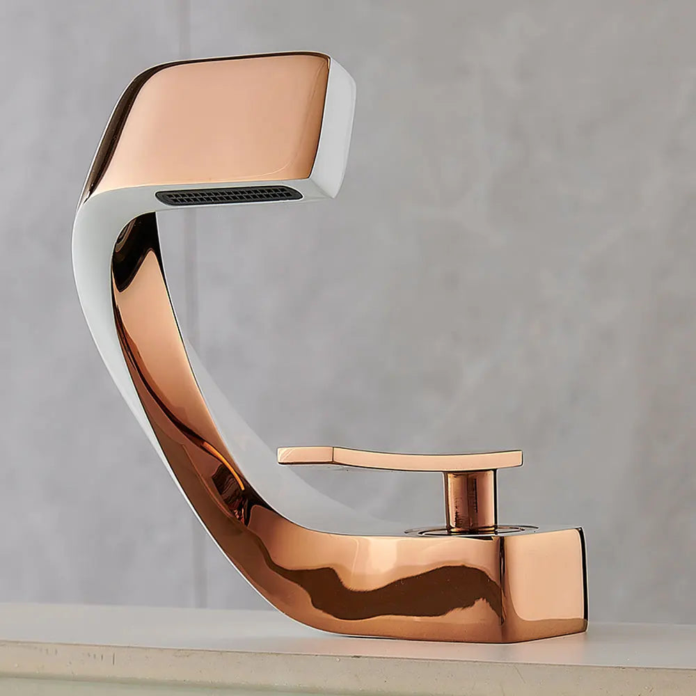 Robinet mitigeur design incurvé cascade - Blanc - Laiton