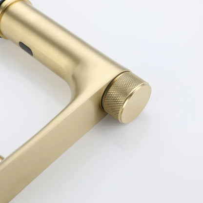 Robinet mitigeur lavabo salle de bain tactile rond - Doré - Laiton