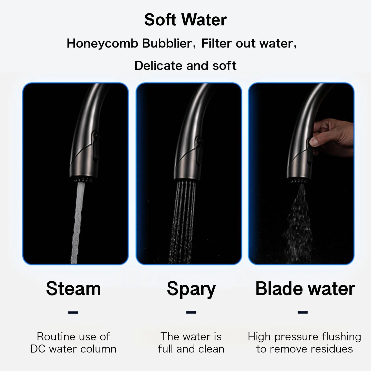 Robinet mitigeur évier cuisine design moderne flexible douchette - Noir / Argenté - Laiton