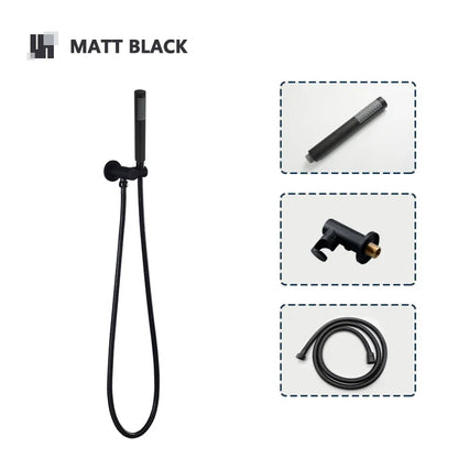 Robinet mitigeur douche salle de bain douchette rond - Noir - Laiton