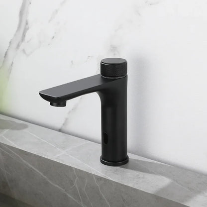 Robinet mitigeur lavabo salle de bain tactile rond - Noir - Laiton