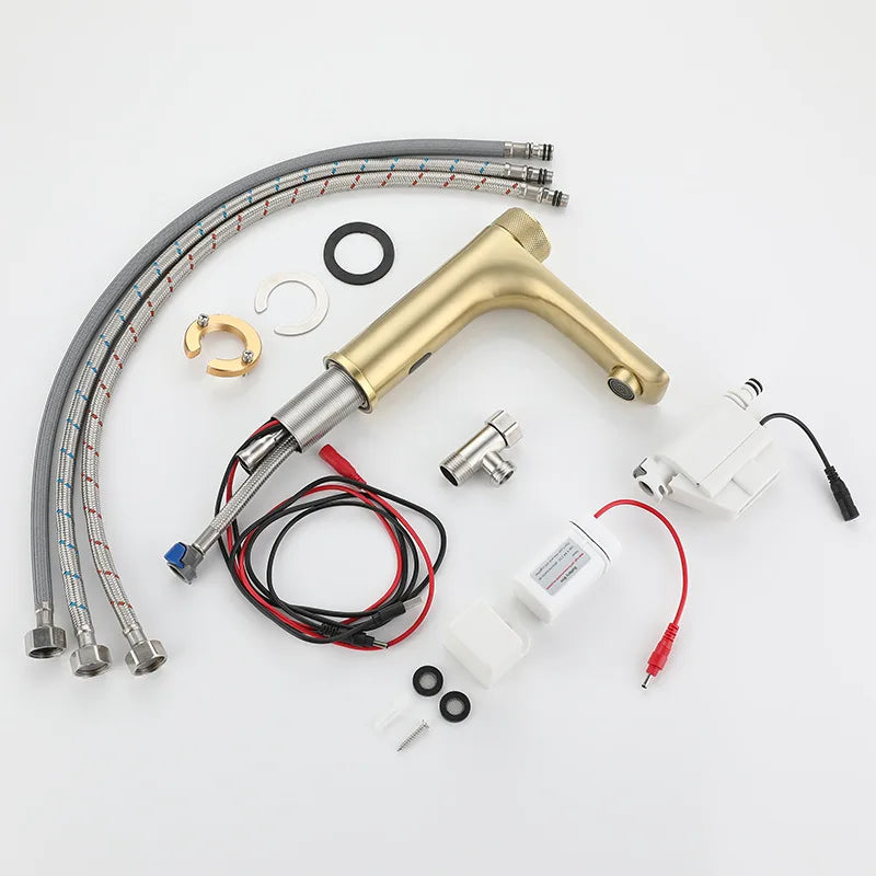 Robinet mitigeur lavabo salle de bain tactile rond - Doré - Laiton