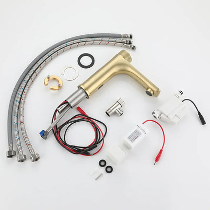 Robinet mitigeur lavabo salle de bain tactile rond - Doré - Laiton