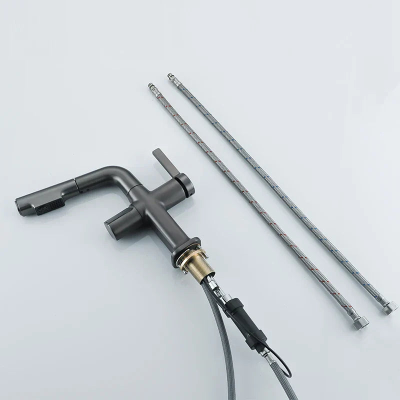 Robinet mitigeur cuisine affichage thermostatique flexible - Argenté - Laiton