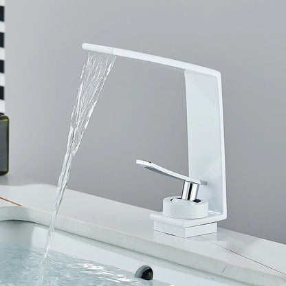 Robinet mitigeur design lavabo salle de bain cascade - Argenté - Laiton