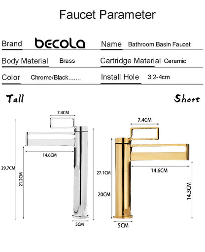 Robinet mitigeur salle de bain lavabo géométrique - Doré - Laiton