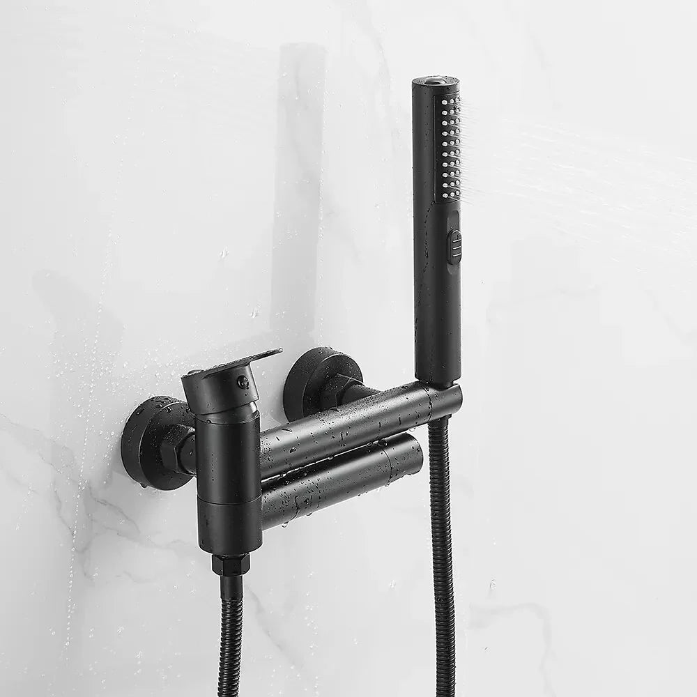 Robinet mitigeur baignoire salle de bain design moderne douchette - Noir - Laiton
