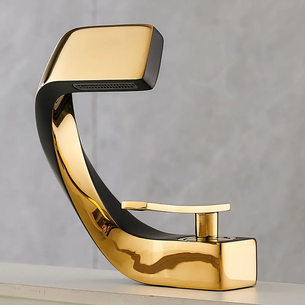 Robinet mitigeur design incurvé cascade - Blanc - Laiton