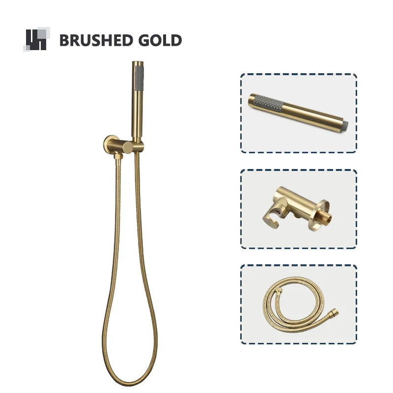 Robinet mitigeur douche salle de bain douchette rond - Noir - Laiton