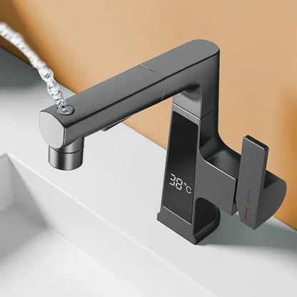 Robinet affichage température douchette salle de bain lavabo - Argenté - Laiton