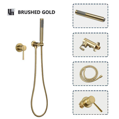 Robinet mitigeur douche salle de bain douchette rond - Noir - Laiton