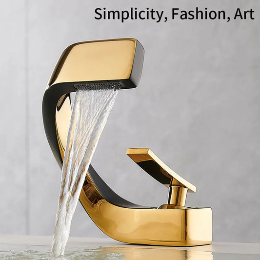 Robinet design incurvé cascade - Doré - Laiton